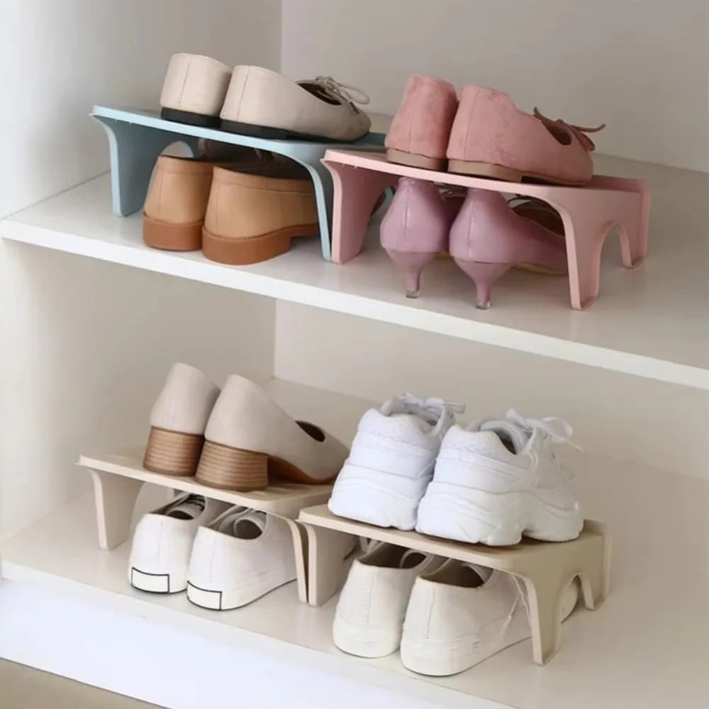 Nouvelle étagère à chaussures gain de place, support de rangement multifonctionnel pour la maison, étagère à chaussures double, organisation domestique