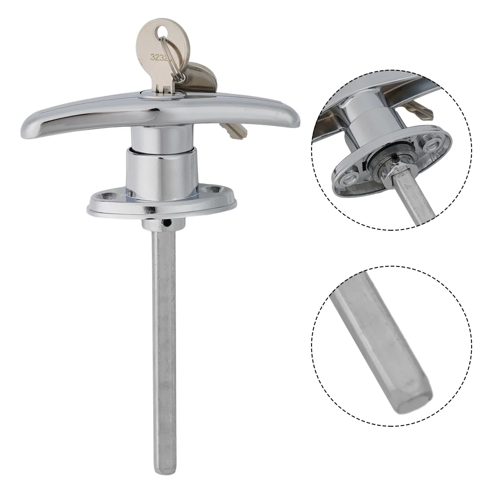 Serrure de porte de garage à poignée en T, montage arrière, en alliage de zinc, à clé identique ou différente, pour caravanes, camping-cars, remorques, abris et portes de VR