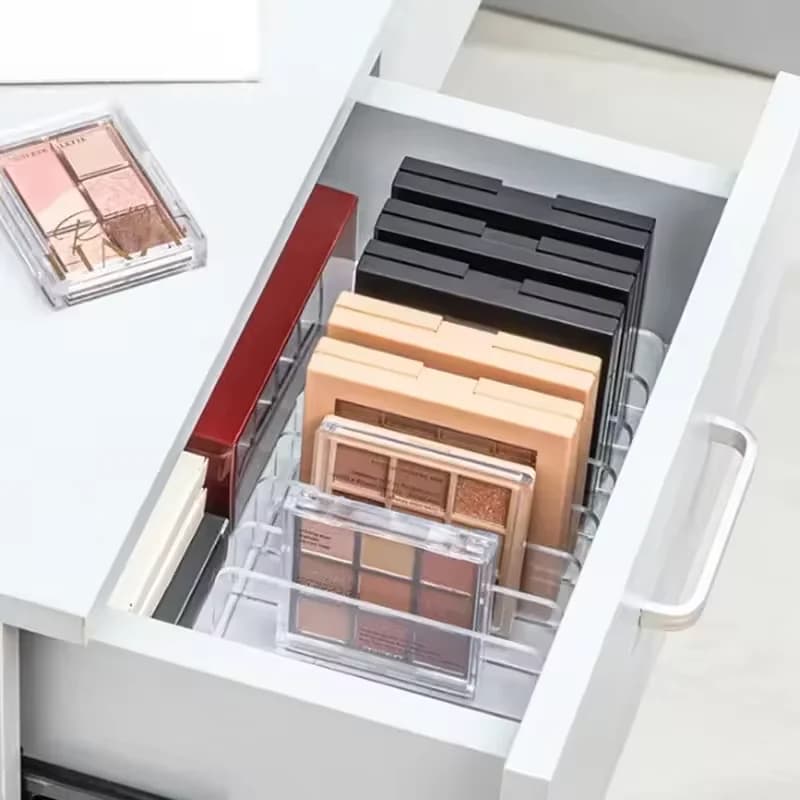 Boîte de rangement pour maquillage, étagère transparente à 7 compartiments, présentoir multi-cellules pour cosmétiques, fard à joues, fard à paupières, durable et peu encombrant
