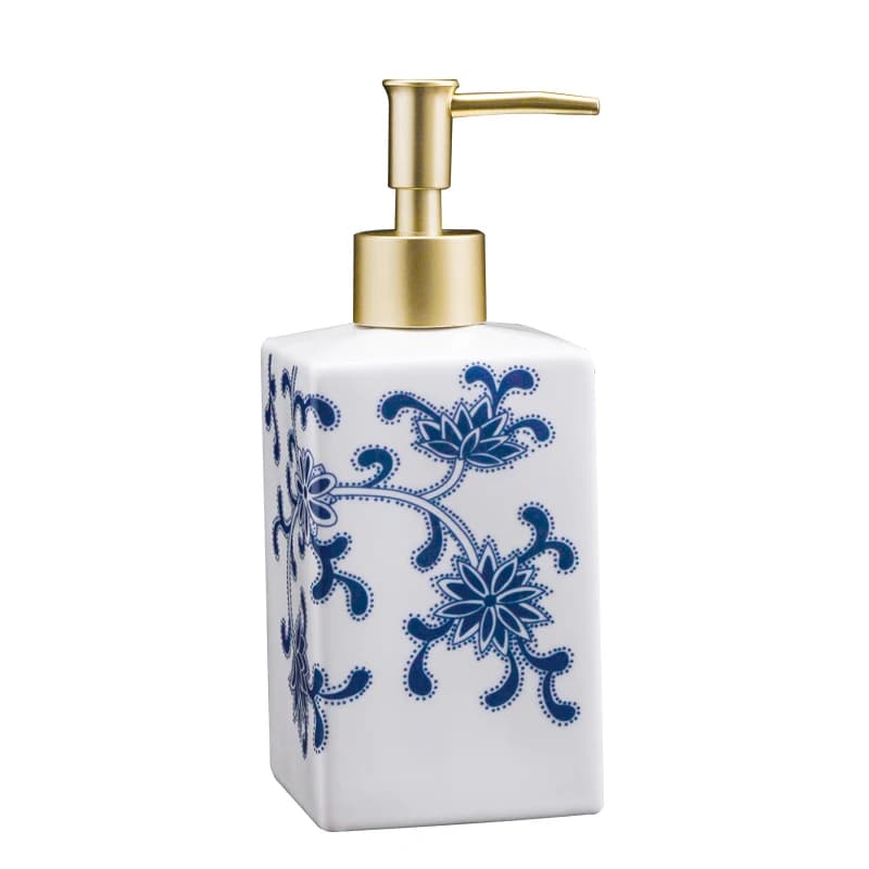 Bouteille de rangement en céramique pour shampooing et cosmétique, récipient bleu et blanc, table de lavage, accessoires pour hommes, 300ml