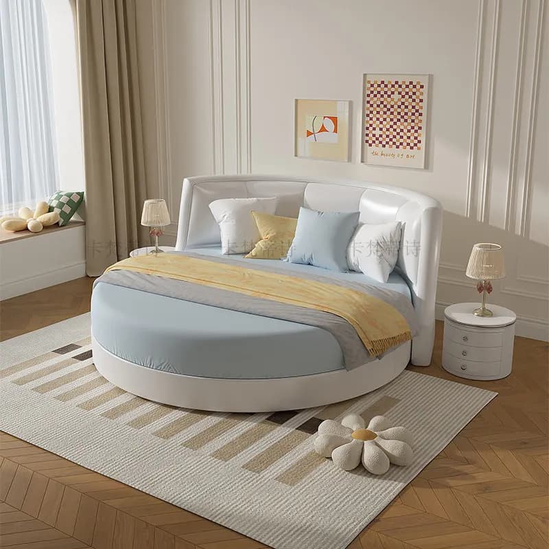 Lampe de lecture, Tables de chevet double avec rangement, Lit de salon français, Lit de sommeil moderne, Lits de mariage, Mobilier de chambre à coucher