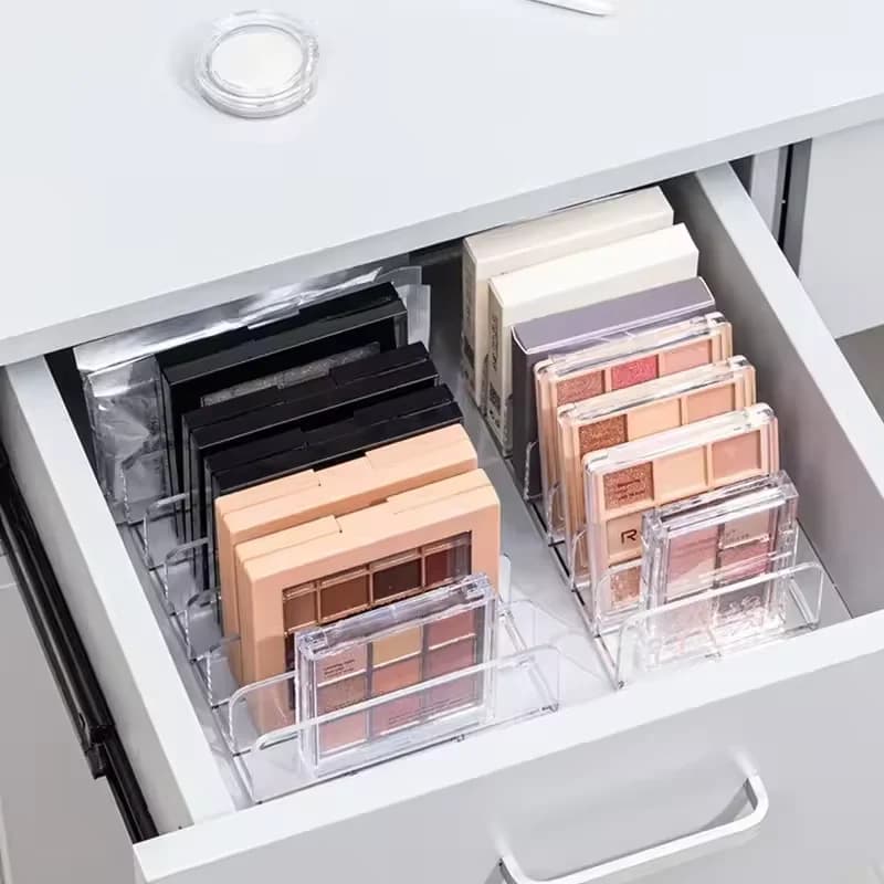 Boîte de rangement pour maquillage, étagère transparente à 7 compartiments, présentoir multi-cellules pour cosmétiques, fard à joues, fard à paupières, durable et peu encombrant