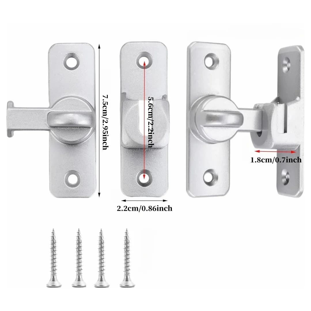 Serrure de porte coulissante, serrure de porte rabattable à 90/180 degrés, serrure de porte coulissante de sécurité, serrure rabattable pour granges, jardins, armoires