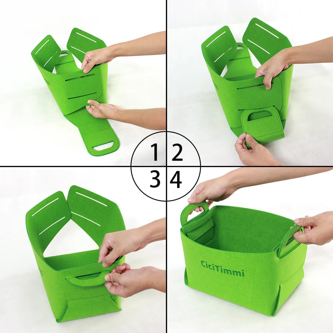 Paniers de rangement pliables avec poignée, étagère en tissu feutre, armoire, bacs, Cisco pliable, jouets, blocs, nettoyage de vêtements, évaluation, 3 pièces