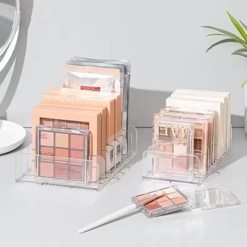 Boîte de rangement pour maquillage, étagère transparente à 7 compartiments, présentoir multi-cellules pour cosmétiques, fard à joues, fard à paupières, durable et peu encombrant