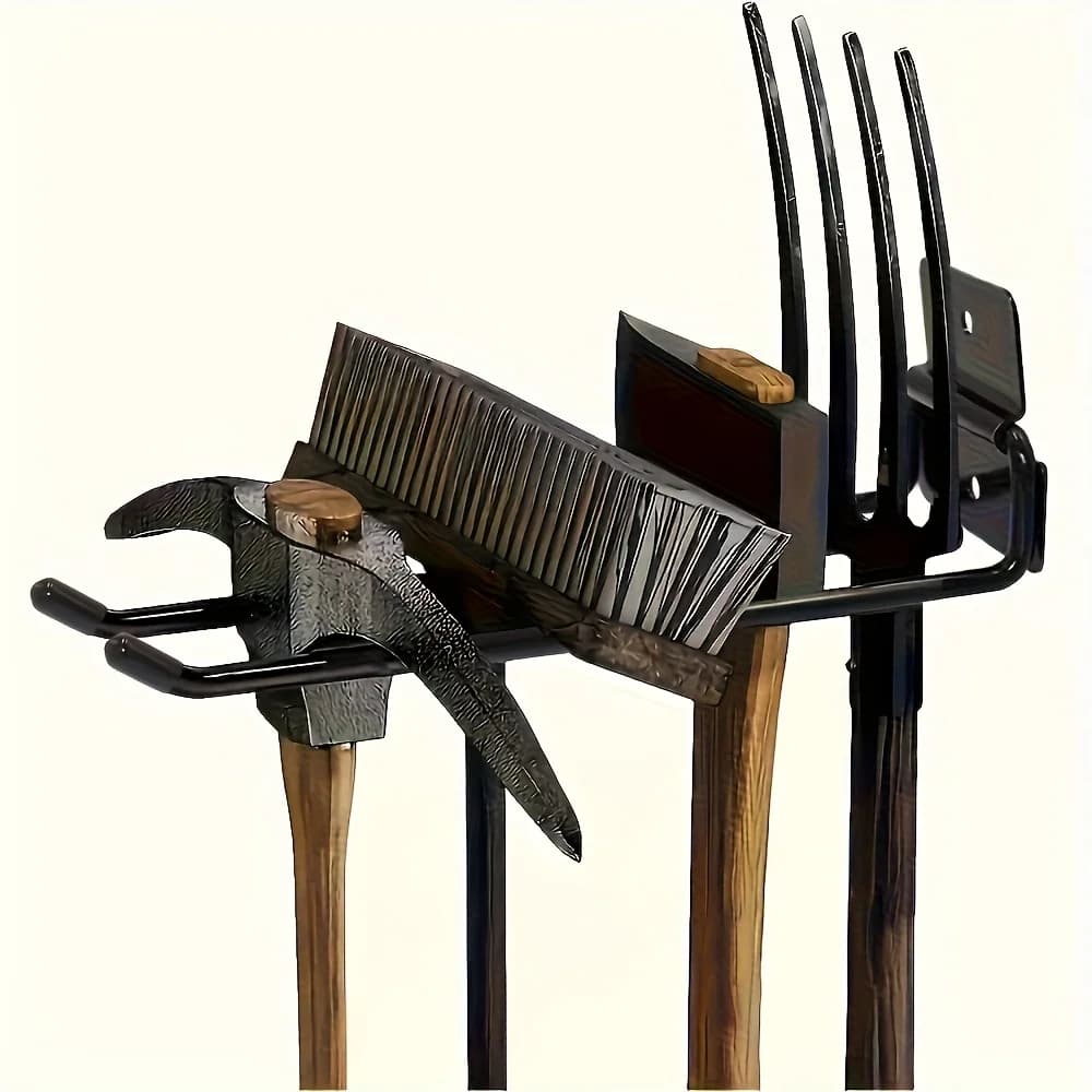 Support de rangement pour outils de jardinage, avec crochets en acier au carbone, pour outils, râteaux et pelles, support de rangement polyvalent, 1 pièce/2 pièces