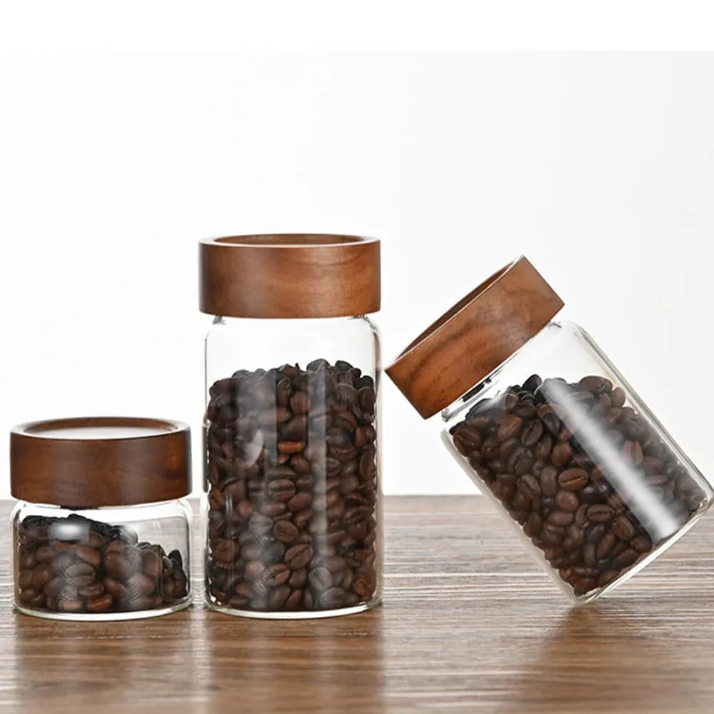 Mars-Bocaux à Épices en Verre Borosilicate, Stockage Précieux, Bois d'Acacia, Divers, Scellés, Pots de Stockage, Bouteille Fendue