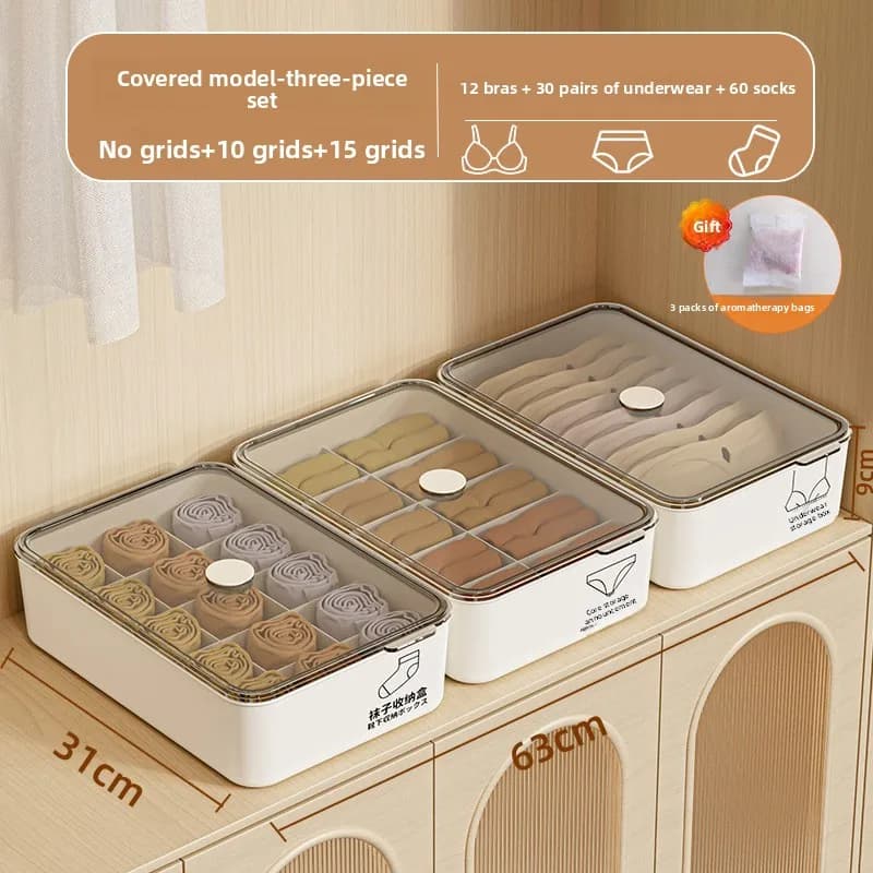 La nouvelle boîte de rangement pour sous-vêtements est un organisateur de vêtements intimes trois en un pour un usage domestique