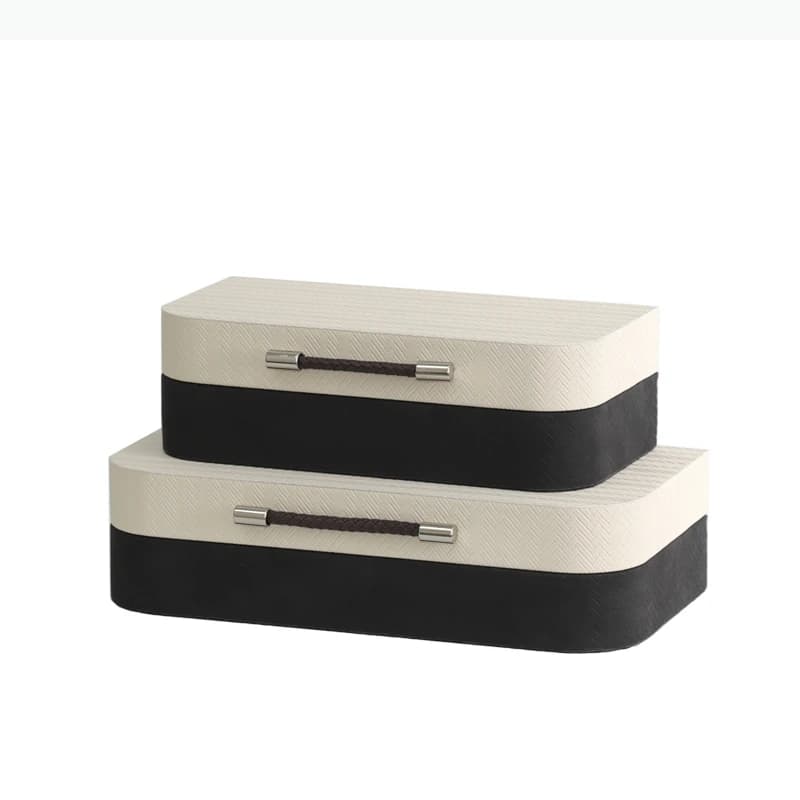 Boîte de rangement en bois et cuir, boîte rectangulaire en bois, organisateur de rangement, ornement de bureau, boîtes à bijoux, organisateur de maquillage, bac de rangement
