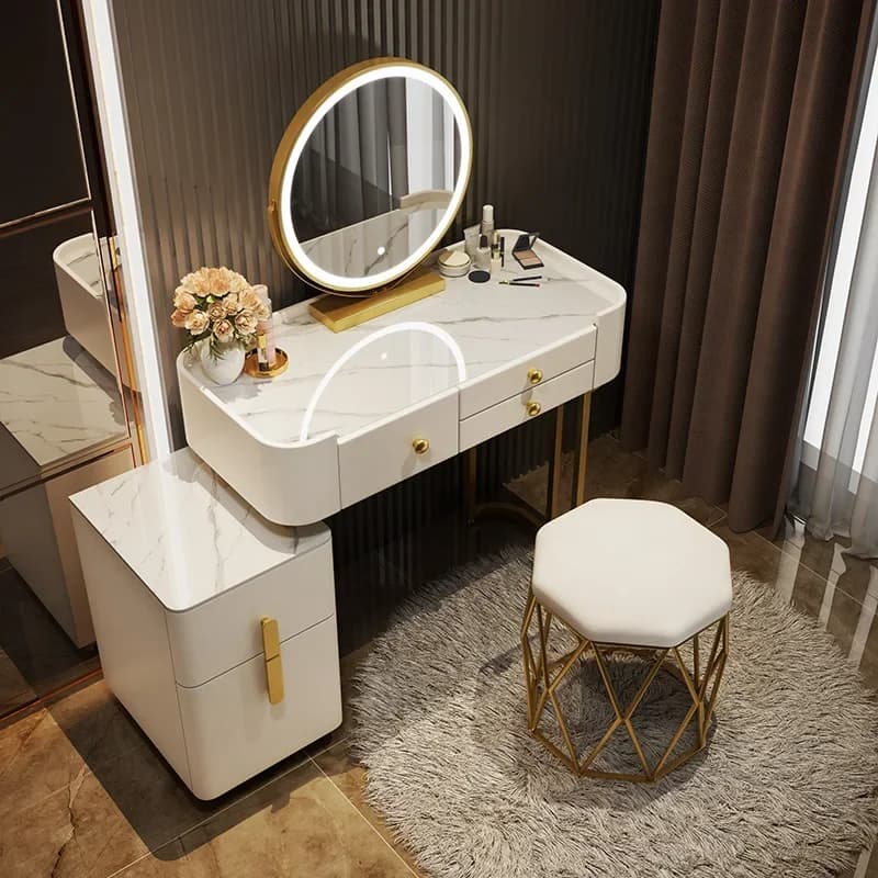 Table de toilette d'angle avec rangement pour bijoux, meuble de rangement moderne pour chambre à coucher, coiffeuse, meuble de maison