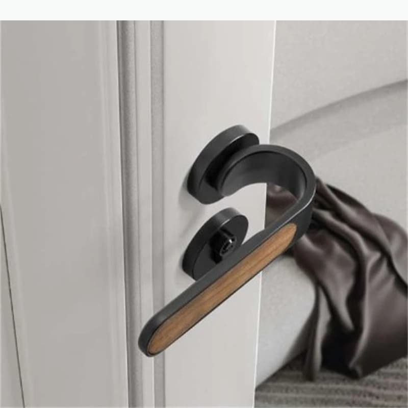 Serrure de porte universelle en métal à poignée en bois, silencieuse, pour usage domestique, sécurité pour salon, accessoires de quincaillerie de porte