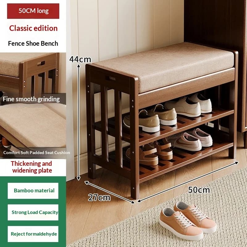Banc d'entrée rembourré avec rangement, ottoman, siège coussiné, organisateur de chaussures, banc de vestiaire moderne et compact