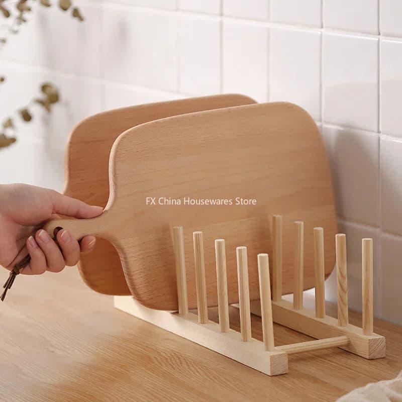 Étagère de rangement multifonctionnelle en bois pour assiettes, tasses, casseroles, couvercles et égouttoir – Organisateur de cuisine