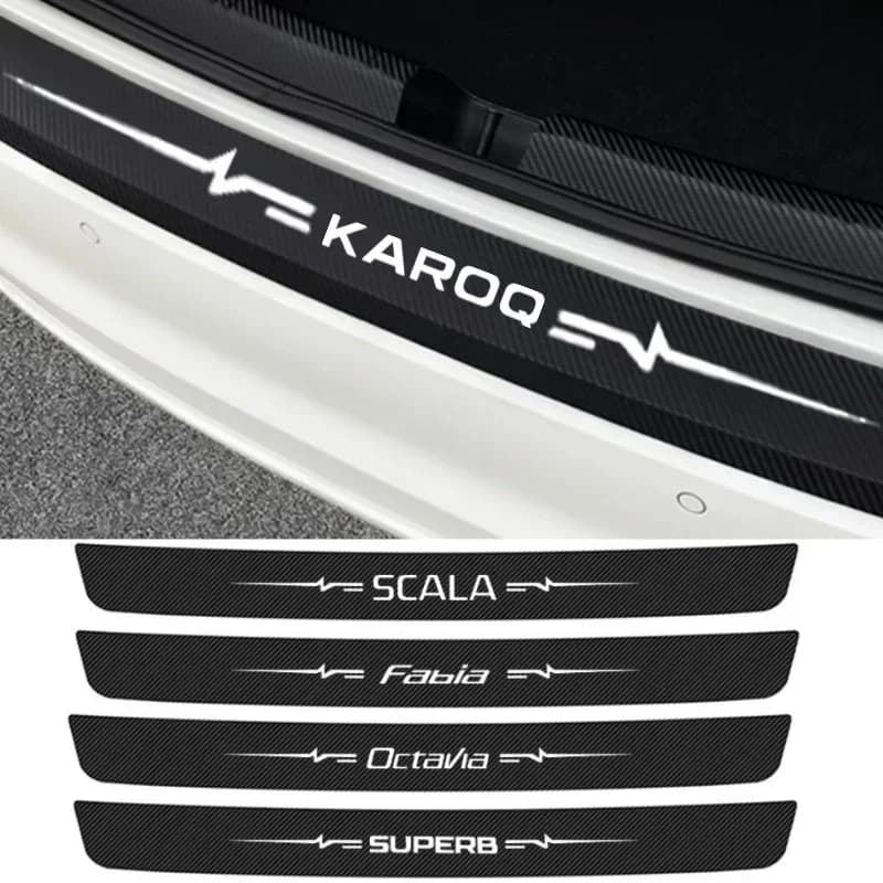 Protecteur de pare-chocs arrière de voiture, autocollants décoratifs, Skoda Octavia VRS FABIA KAMIQ KAROQ KODIAQ RAPID SCALA SUPERB, 1PC