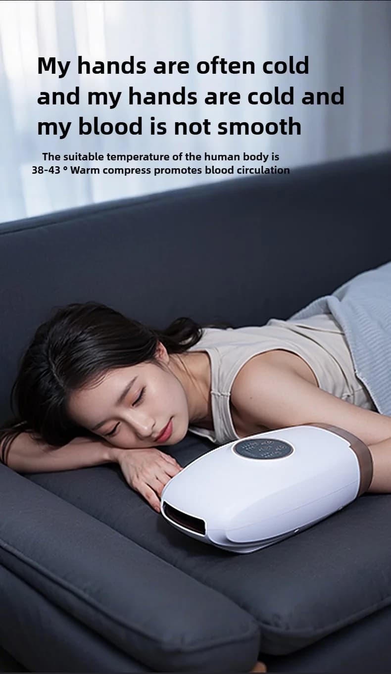 Masseur de mains électrique 360 ° Pression d'air pétrissage relaxant la paume de l'articulation du doigt du poignet avec presse d'enveloppe d'airbag thermique pour soulager les mains