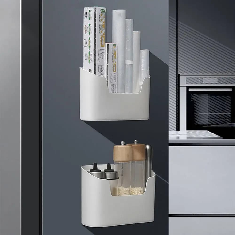 Boîte de Rangement Murale Durable T1, Rangement de Cuisine Domestique, Armoire Blanche, Multifonctionnelle, Film Alimentaire