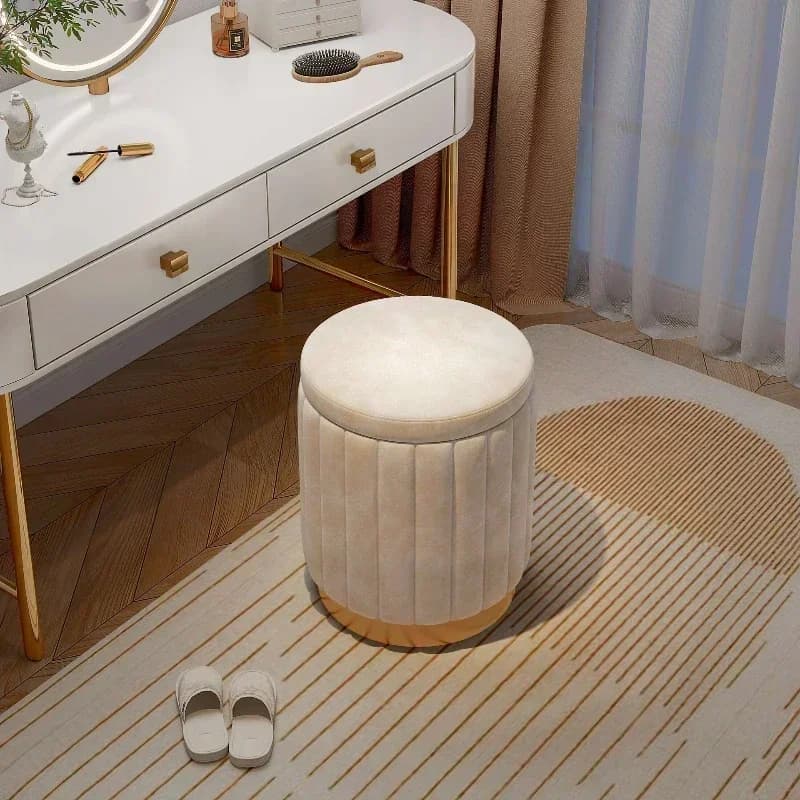 Tabouret de maquillage léger luxe tabouret rond chaise chambre Internet célébrité banc de rangement canapé tabouret commode tabouret chaise de maquillage petit