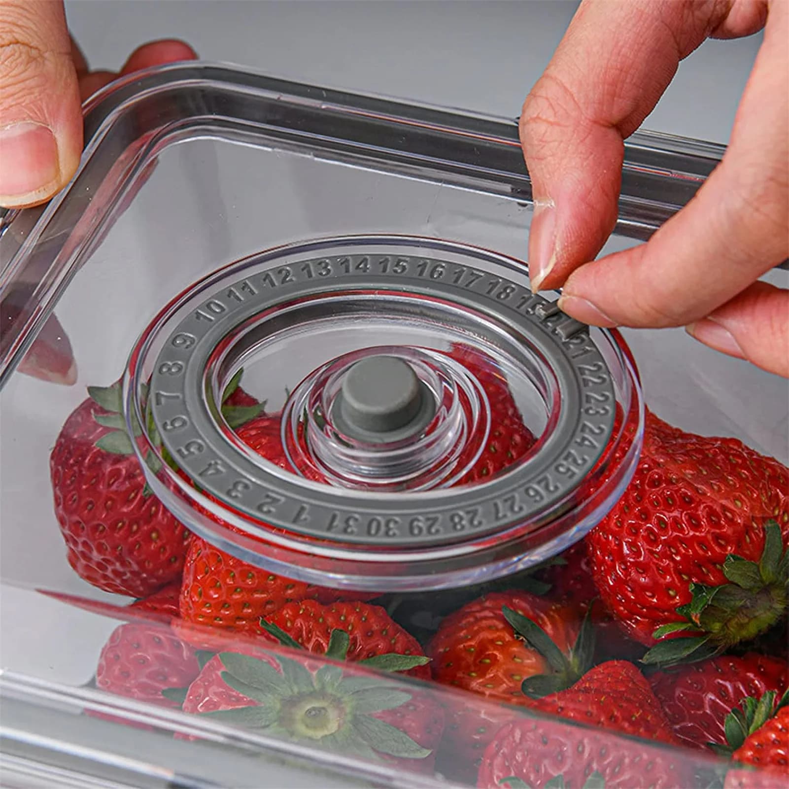 Conteneur de stockage des aliments sous vide, organisateur de réfrigérateur Transparent avec filet de vidange, distributeur de nourriture de grande capacité pour boîte de rangement de cuisine