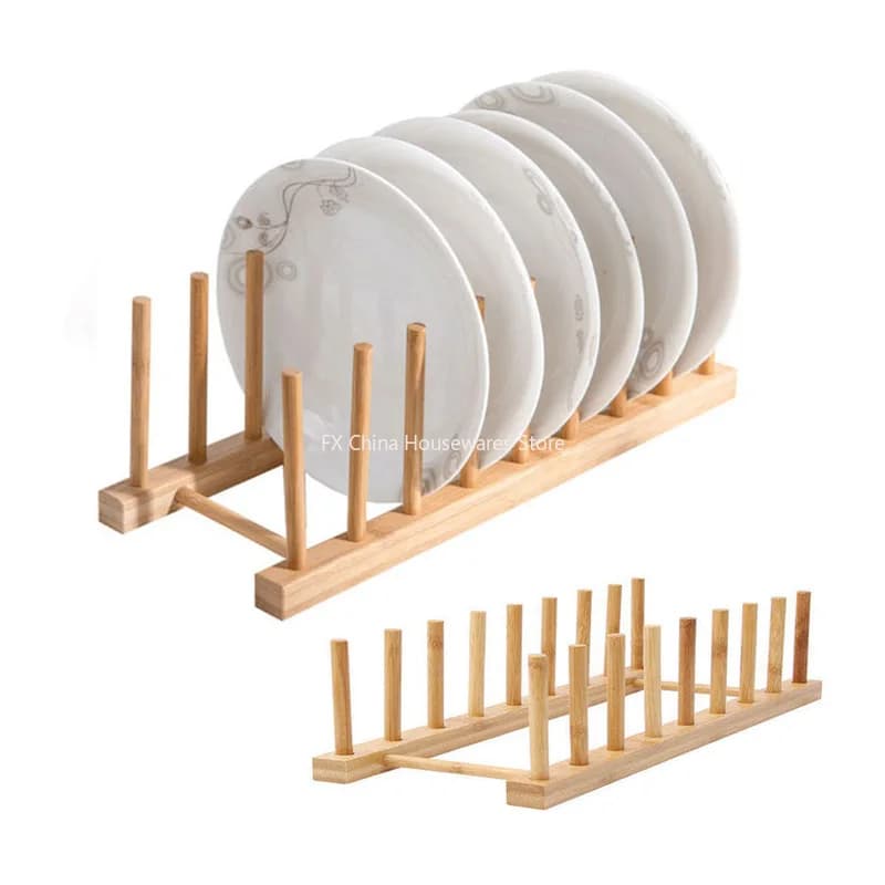 Étagère de rangement multifonctionnelle en bois pour assiettes, tasses, casseroles, couvercles et égouttoir – Organisateur de cuisine