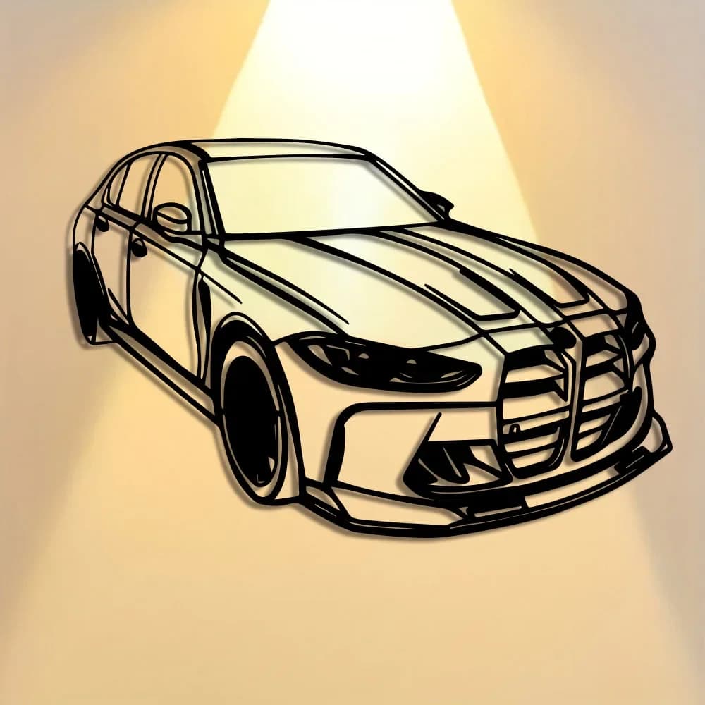 Décoration murale en métal pour voiture de luxe moderne - Design élégant en fer noir, parfait pour le bureau, le salon, la chambre, la terrasse, la cuisine 1 pièce