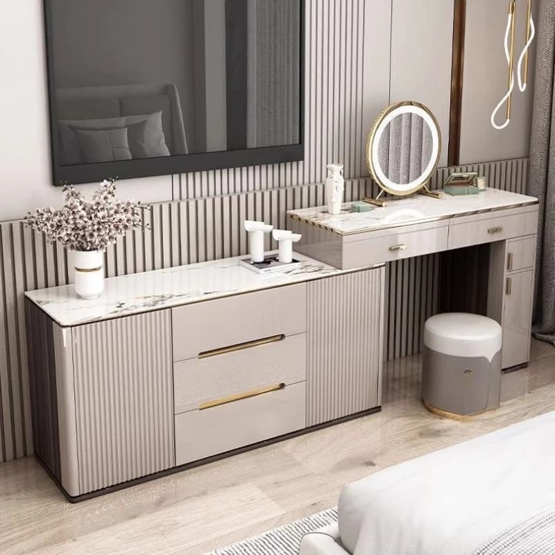 Organisateur de rangement coiffeuse tabouret moderne en bois massif coiffeuse tiroir classique Tocador Maquillaje meubles de chambre