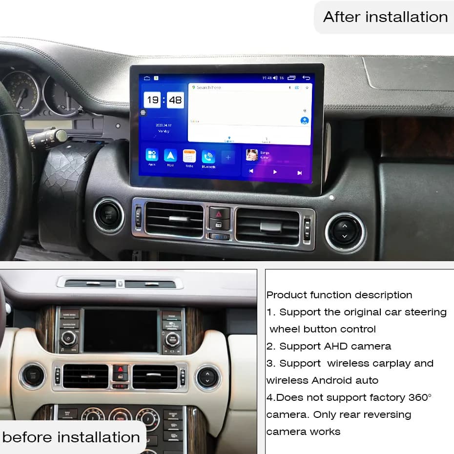 12.9 pouces pour Land Rover Range V8 L322 2005 ~ 2012 autoradio Android 15 2000*1200 8GB RAM 256GB ROM lecteur multimédia de voiture Android