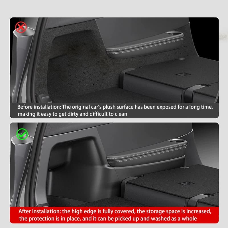 Pour Tesla Model YL Lancement 2026 – Kit de protection latérale de coffre arrière en TPE, couverture intégrale, plaques de protection latérales de coffre de voiture, tapis anti-salissure
