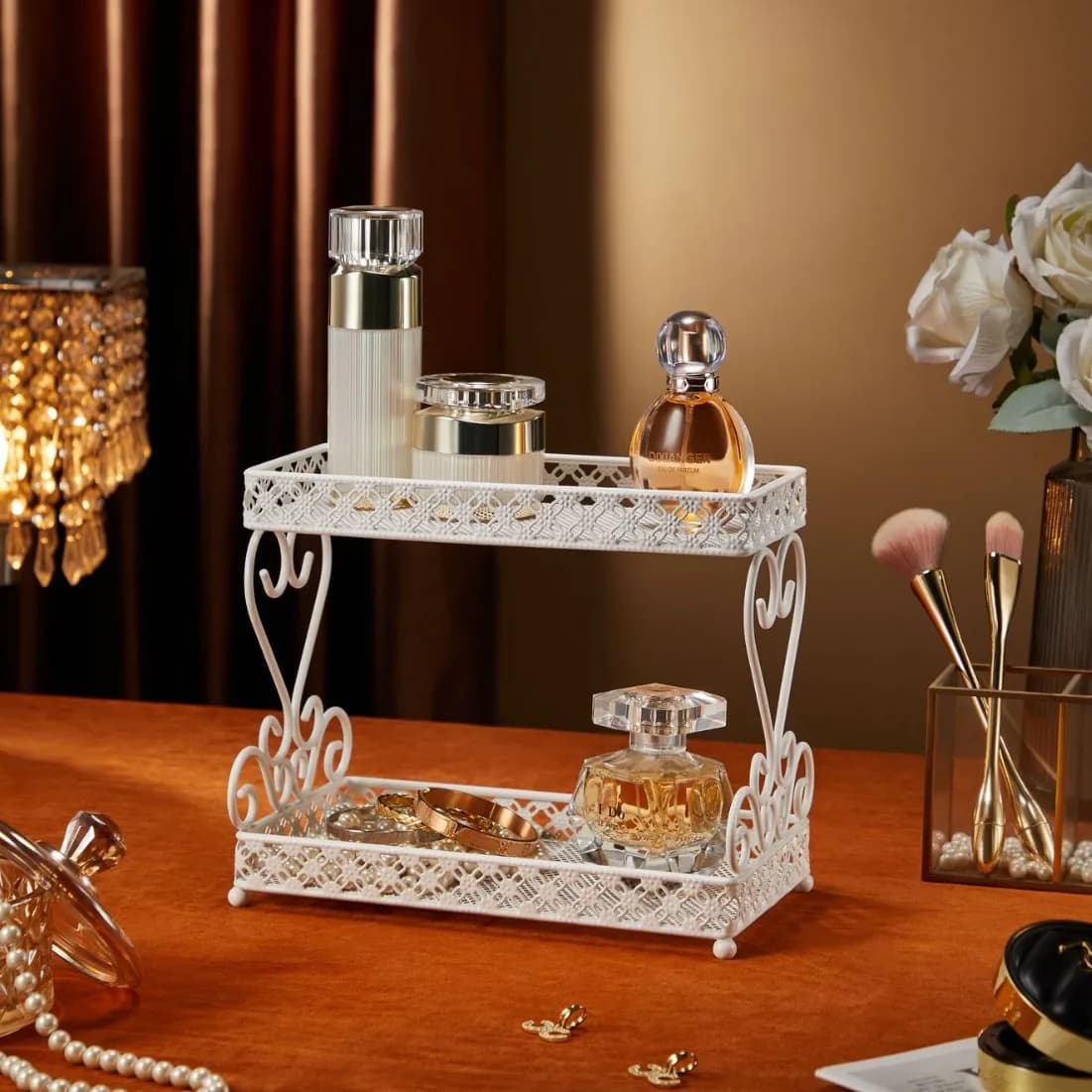 Présentoir de rangement de bijoux, support de finition de commode, boucles d'oreilles, colliers, support de rangement de bijoux, support de comptoir.