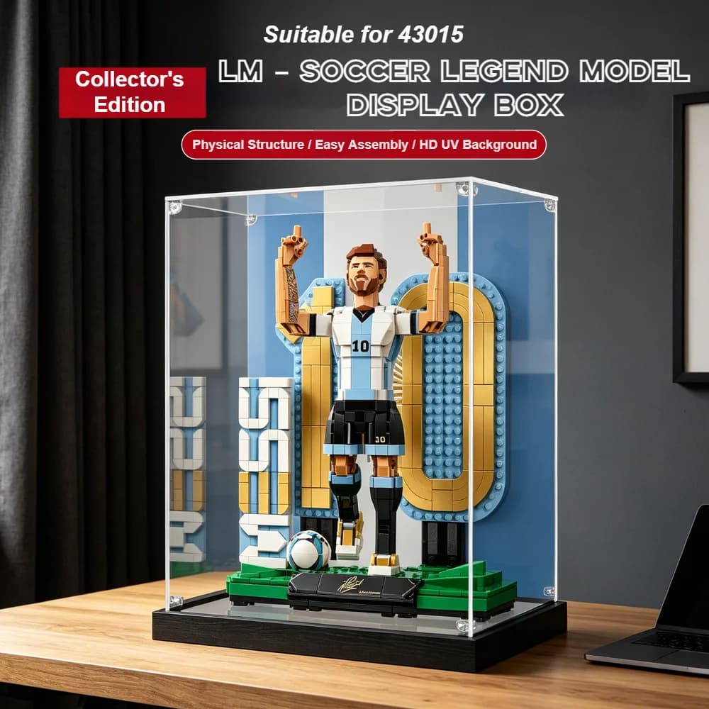 Nouvelle boîte de présentation anti-poussière de 3 mm pour le modèle Lego 43015 Lionel M-Soccer Legend, boîte de rangement, organisateur (le set Lego n'est pas inclus)