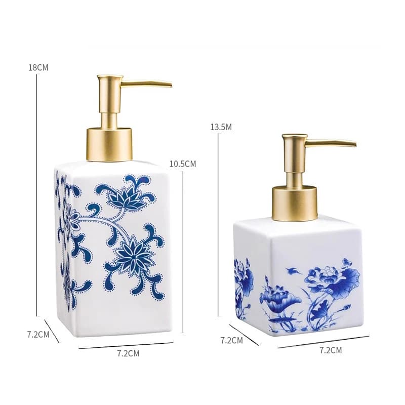 Bouteille de rangement en céramique pour shampooing et cosmétique, récipient bleu et blanc, table de lavage, accessoires pour hommes, 300ml