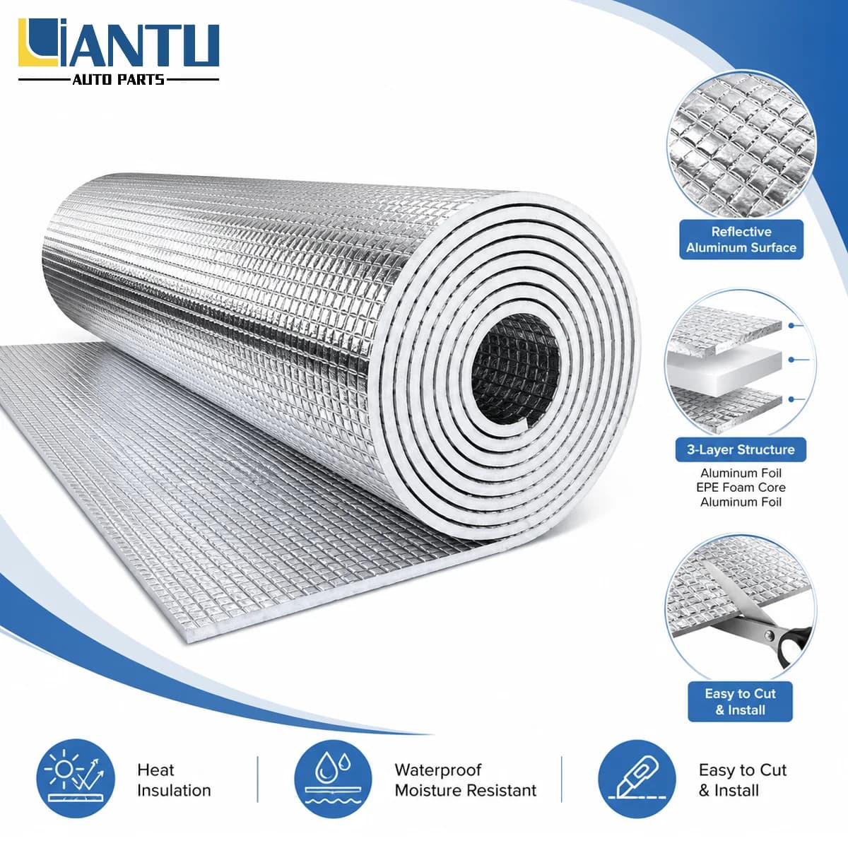Rouleau d'isolation en aluminium réfléchissant double face 6/9 mm, coton isolant pour porte de garage, coton isolant de haute qualité