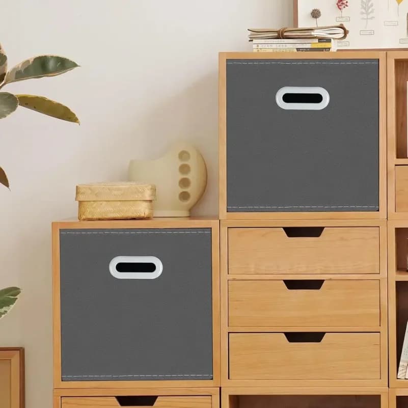 Bacs de rangement cubes, organisateur en tissu avec poignée, bacs cubes pliables ou rangements en tissu, 11x11x11, lot de 3, gris