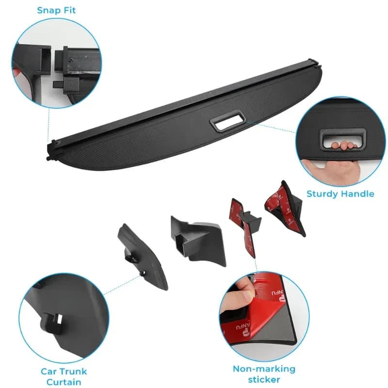 Rideau de couverture de coffre de chargement, porte-bagages arrière, plaque de déflecteur de séparation rétractable pour Tesla modèle Y Berlin 2021 – 2024