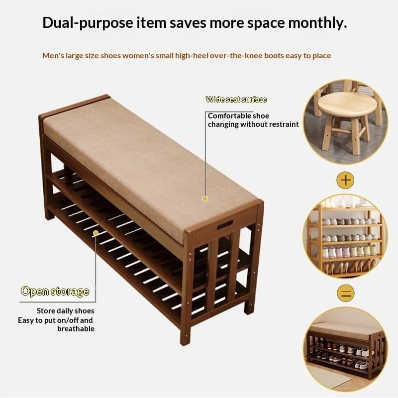 Banc d'entrée rembourré avec rangement, ottoman, siège coussiné, organisateur de chaussures, banc de vestiaire moderne et compact