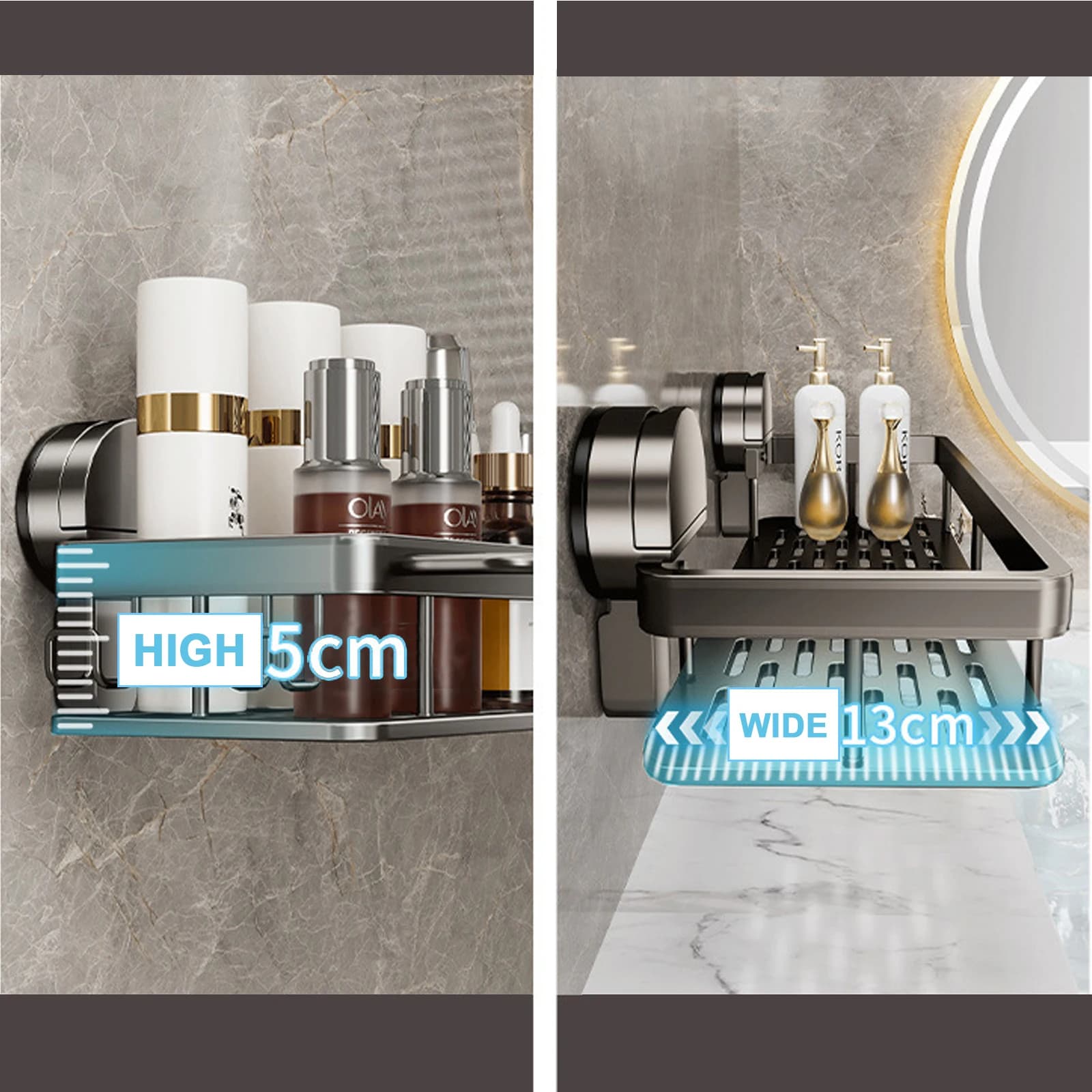 Support de rangement à ventouse pour salle de bain, sans perçage, cuisine, toilettes, salle de douche, porte-shampooing, organisateur mural, étagère de salle de bain