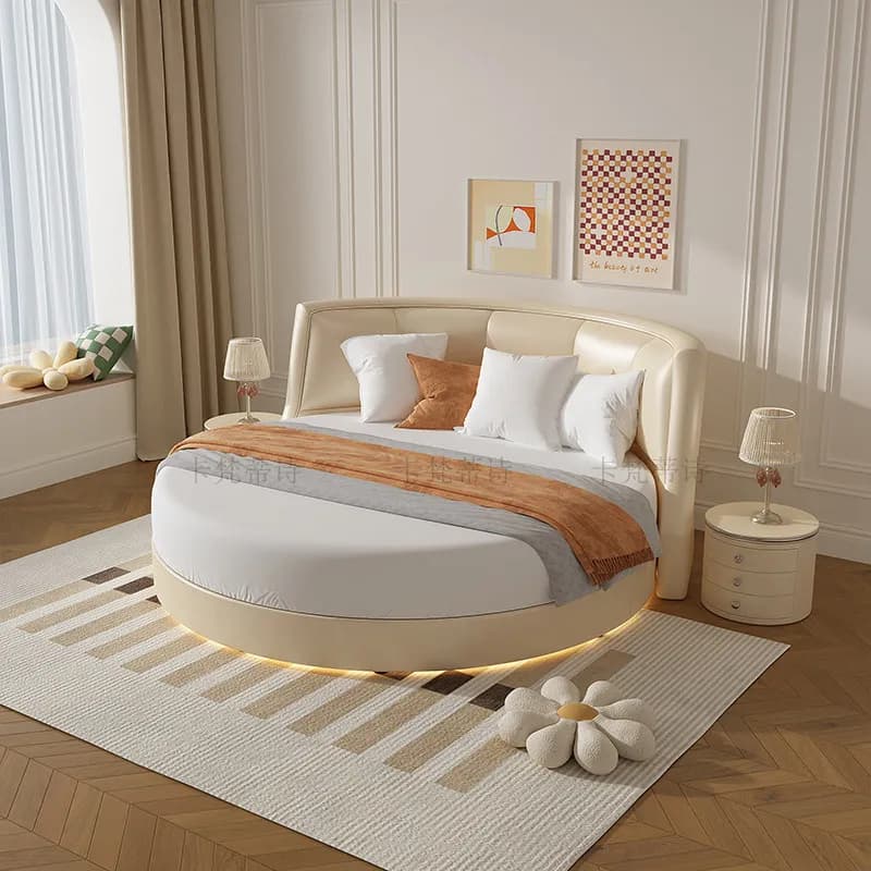 Lampe de lecture, Tables de chevet double avec rangement, Lit de salon français, Lit de sommeil moderne, Lits de mariage, Mobilier de chambre à coucher