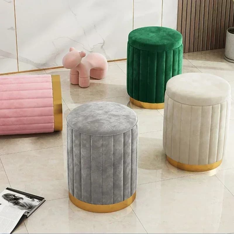 Tabouret de maquillage léger luxe tabouret rond chaise chambre Internet célébrité banc de rangement canapé tabouret commode tabouret chaise de maquillage petit