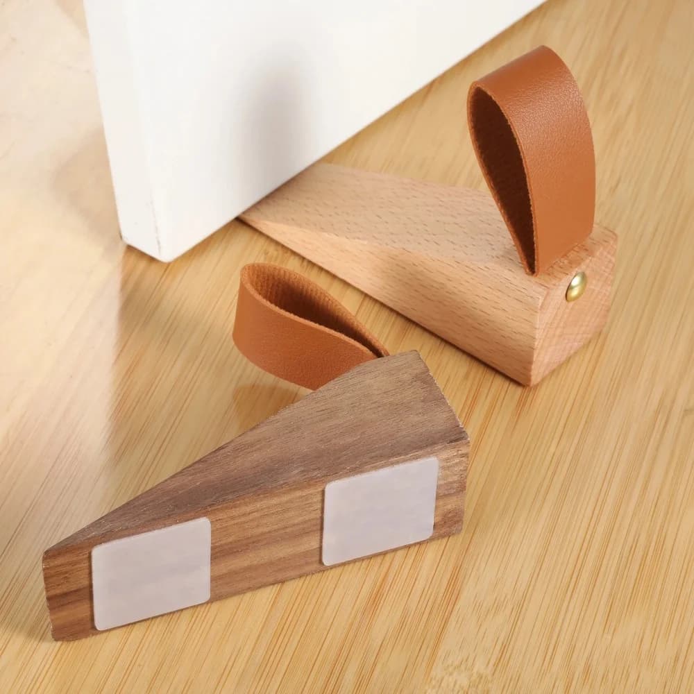 1/2 pièces Cale de porte en bois massif antidérapante et anti-collision durable pour la protection de la maison, du bureau et du couloir
