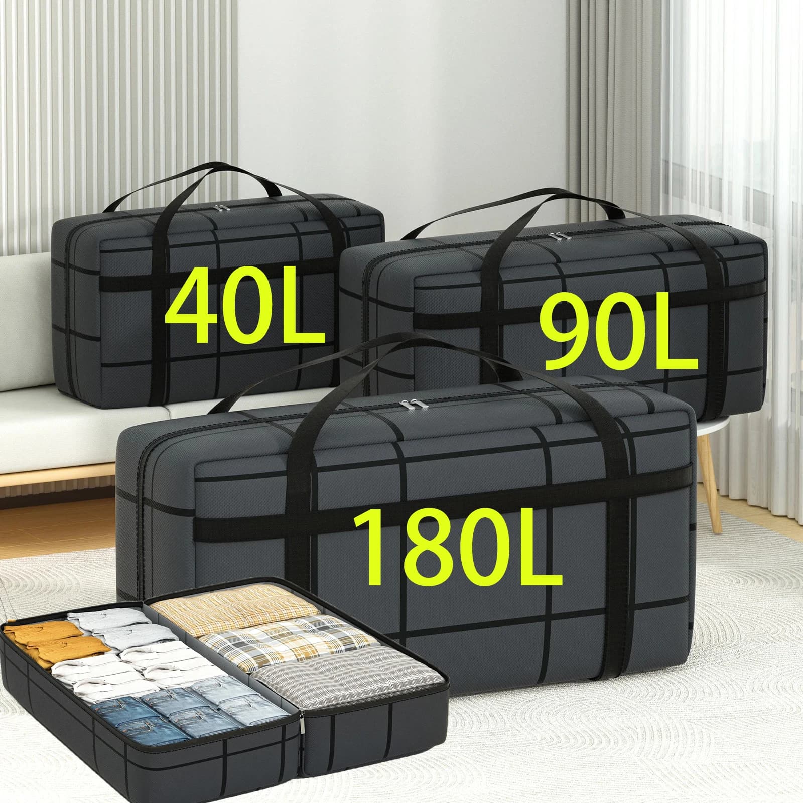 Sacs à main de rangement pour la maison, pour déplacer les voyages, dortoir, armoires, vêtements, sacs de rangement pour couettes, sacs anti-poussière pliables résistants à l'humidité