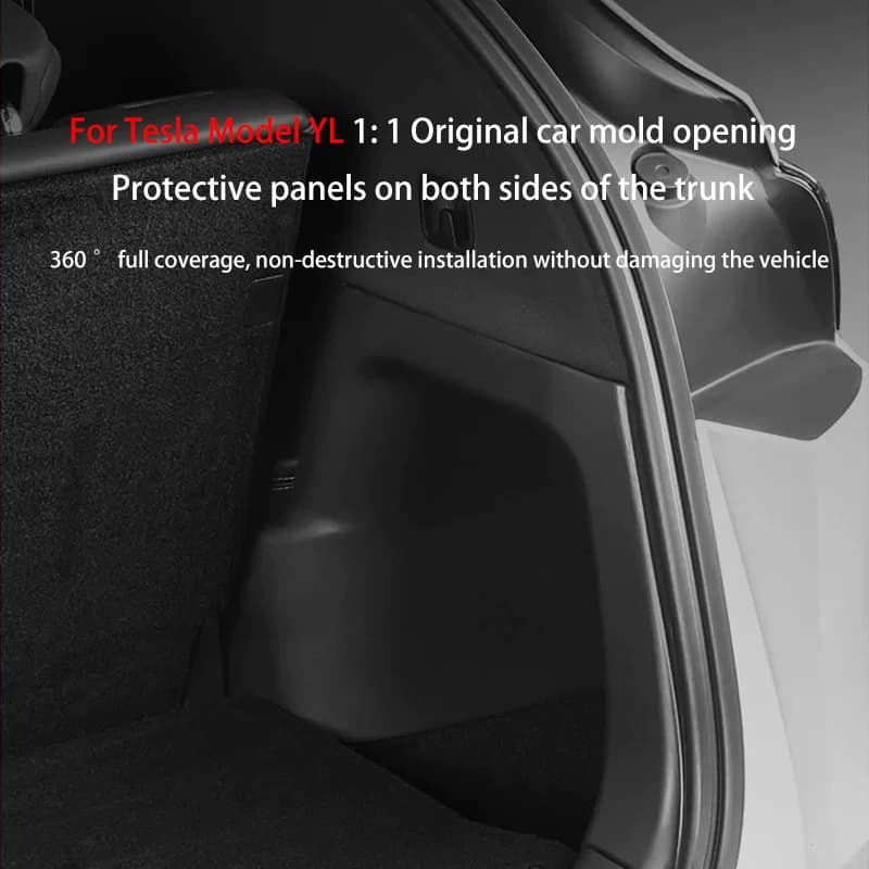 Pour Tesla Model YL Lancement 2026 – Kit de protection latérale de coffre arrière en TPE, couverture intégrale, plaques de protection latérales de coffre de voiture, tapis anti-salissure
