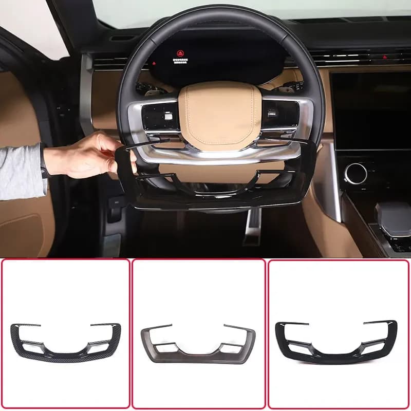 Couverture de cadre décoratif de volant de voiture en Fiber de carbone ABS, accessoires de voiture pour Land Rover Range Rover Vogue L460 + 2023