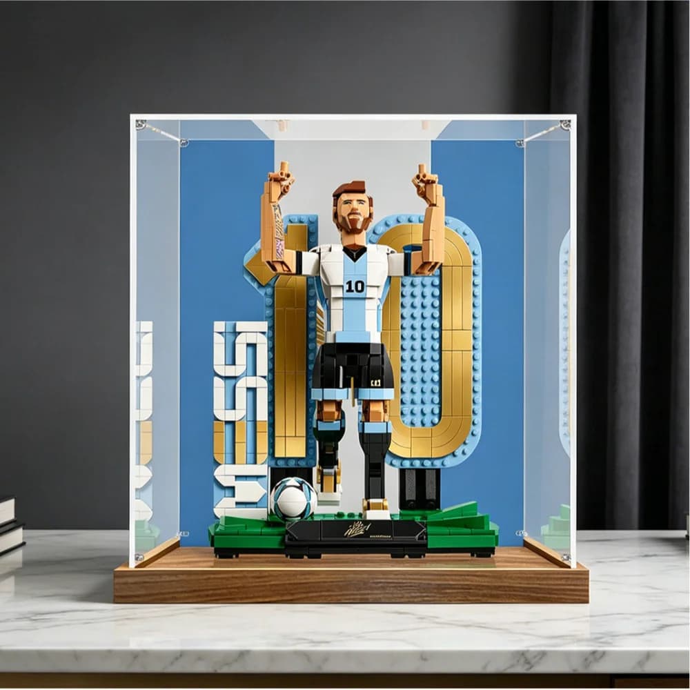 Nouvelle boîte de présentation anti-poussière de 3 mm pour le modèle Lego 43015 Lionel M-Soccer Legend, boîte de rangement, organisateur (le set Lego n'est pas inclus)