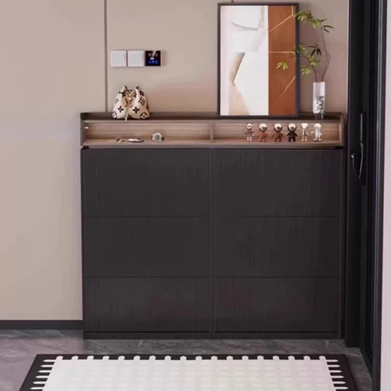 Meuble à chaussures fin en bois fermé pour entrée de salon, couloir, hôtel - Organisateur de chaussures - Mobilier de maison
