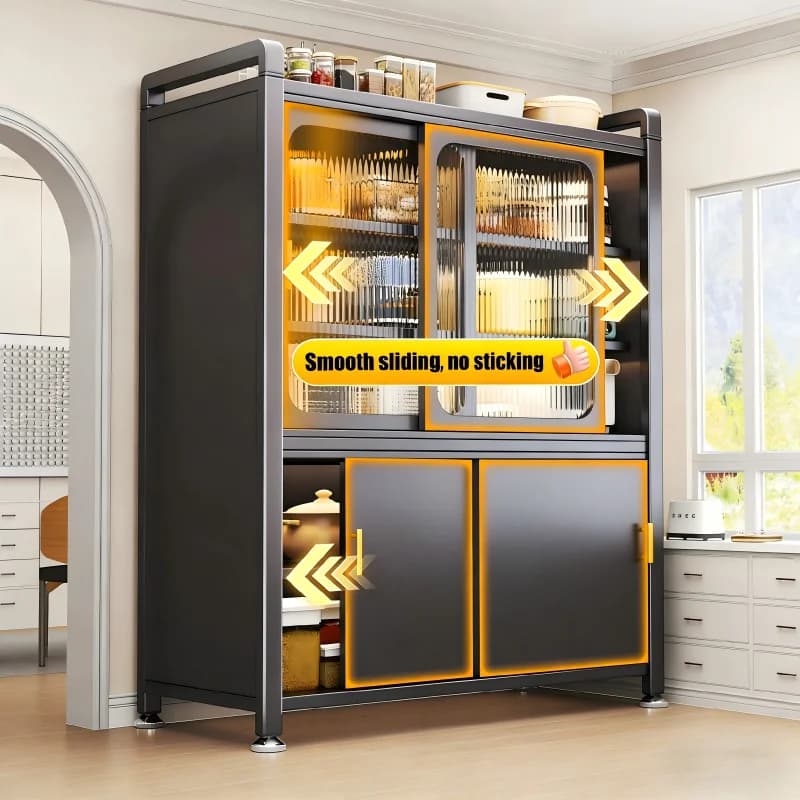 Armoire de cuisine en métal moderne, armoire de rangement en acier réglable pour la maison, meuble en acier durable de grande capacité