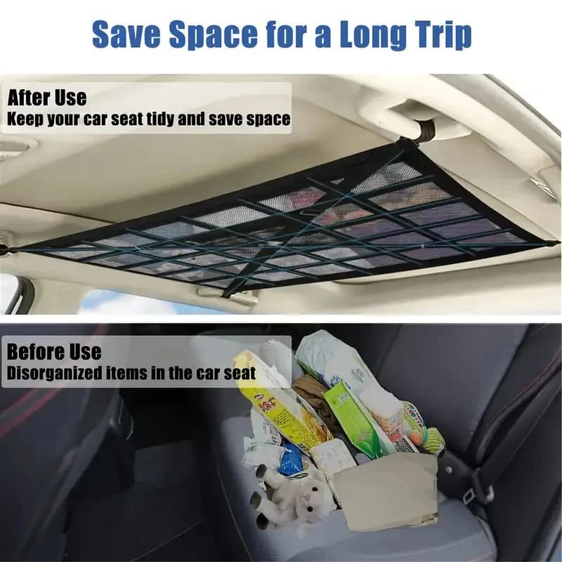 Filet de rangement de toit pour voiture, organisateur de coffre gain de place, sac de rangement pour accessoires
