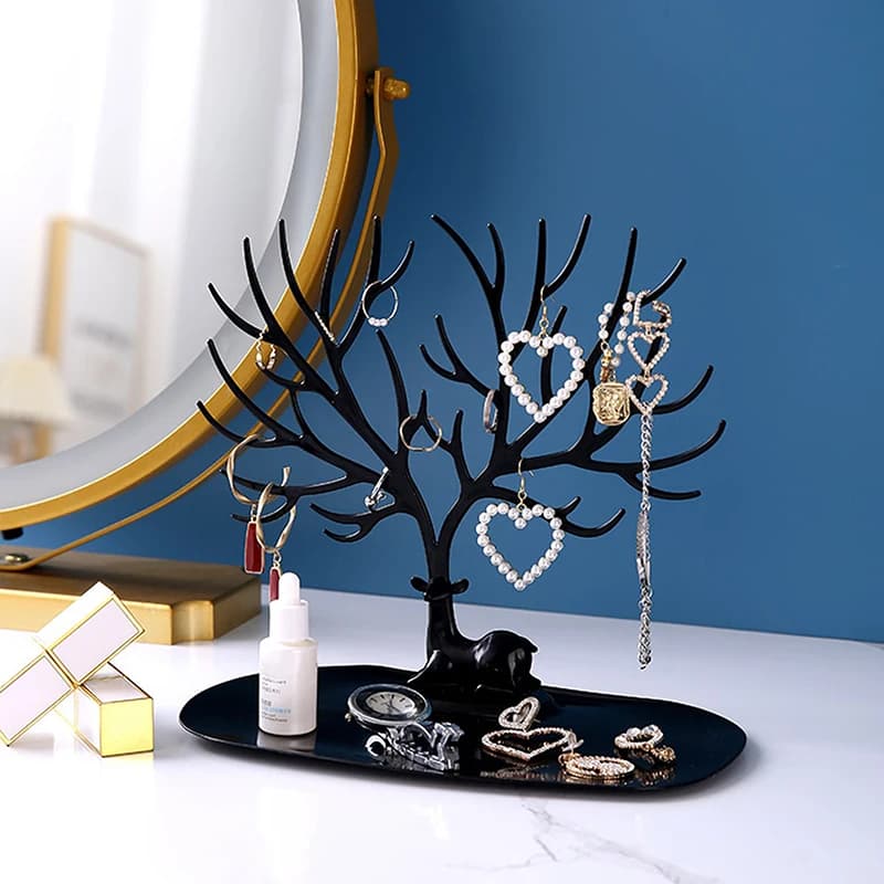 Présentoir à bijoux, plateau, supports de rangement d'arbre, boucles d'oreilles, colliers, bagues, boîtes à bijoux, étui organisateur de bureau, support de maquillage, décor