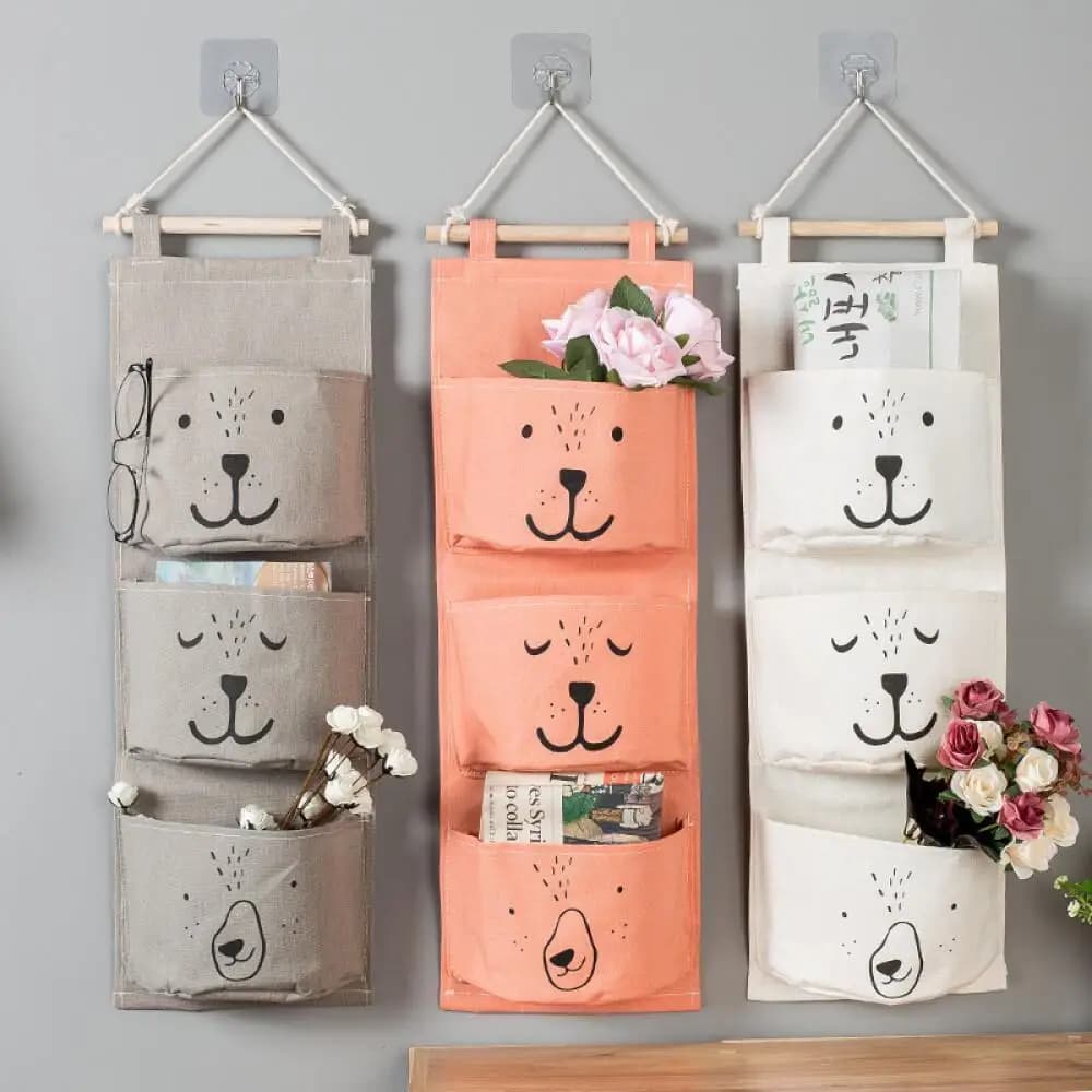 Sac de rangement suspendu 3 poches, joli organisateur de placard mural pour vêtements, sac suspendu étanche pour chambre à coucher, garde-robe