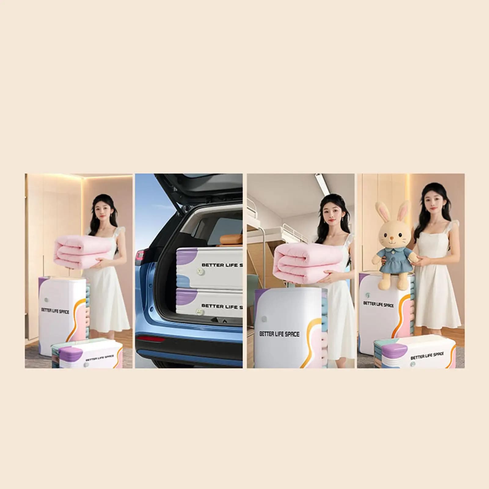 Sacs de rangement sous vide pour vêtements, couettes, bagages – Scellés sans pompe, épaissis, grande capacité, gain de place, fournitures de rangement domestique
