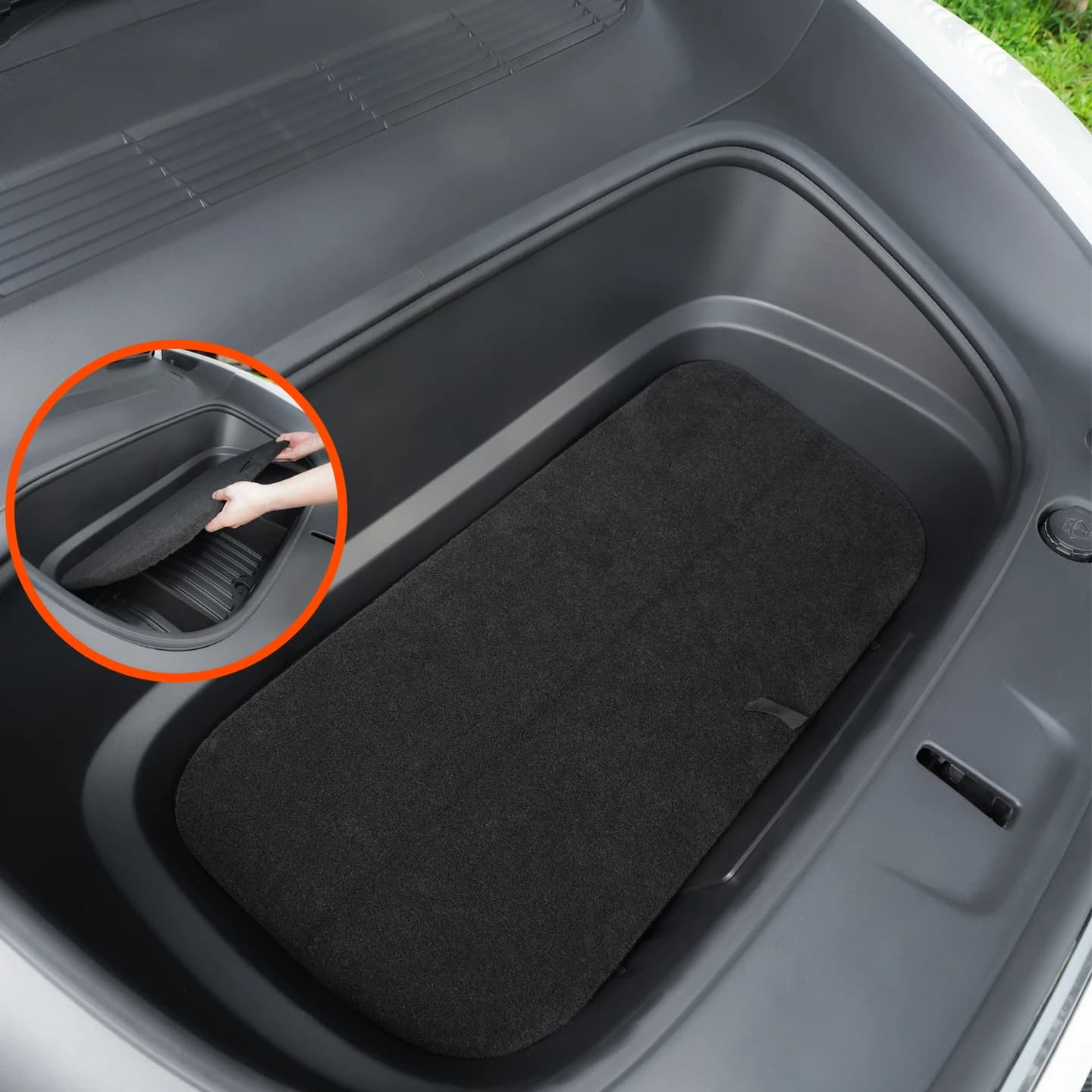 Pour Tesla Model Y Juniper/Model YL 6 places, le coffre avant est doté d'un couvercle de rangement à plusieurs niveaux et d'un séparateur de compartiment de rangement.