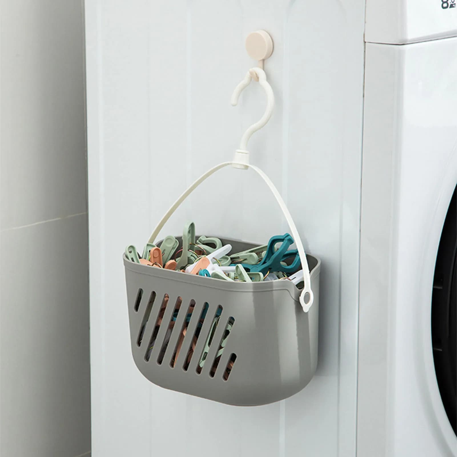Panier de rangement suspendu en plastique, organisateur suspendu gain de place, paniers de salle de bain, organisateur de rangement domestique pour salle de bain et cuisine